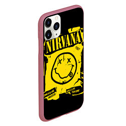 Чехол iPhone 11 Pro матовый Nirvana - смайлик, цвет: 3D-малиновый — фото 2