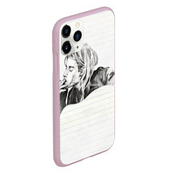 Чехол iPhone 11 Pro матовый Рисунок Курта Кобейна, цвет: 3D-розовый — фото 2