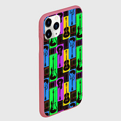 Чехол iPhone 11 Pro матовый Красочные гитары, цвет: 3D-малиновый — фото 2