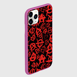 Чехол iPhone 11 Pro матовый Узор анархия красный, цвет: 3D-фиолетовый — фото 2