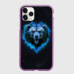 Чехол iPhone 11 Pro матовый Пылающая эмблема медведя, цвет: 3D-фиолетовый