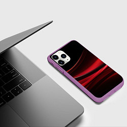 Чехол iPhone 11 Pro матовый Темная красная абстракция на черном фоне, цвет: 3D-фиолетовый — фото 2