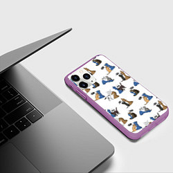 Чехол iPhone 11 Pro матовый Котики и шахматы белый, цвет: 3D-фиолетовый — фото 2