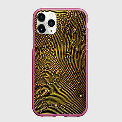 Чехол iPhone 11 Pro матовый Золотые камушки, цвет: 3D-малиновый