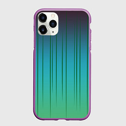 Чехол iPhone 11 Pro матовый Хаотичные зеленые линии, цвет: 3D-фиолетовый