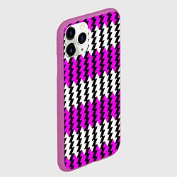 Чехол iPhone 11 Pro матовый Вертикальные бело-розовые полосы, цвет: 3D-фиолетовый — фото 2