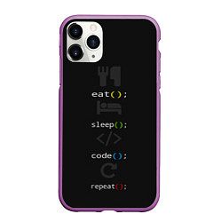 Чехол iPhone 11 Pro матовый Будни программиста, цвет: 3D-фиолетовый