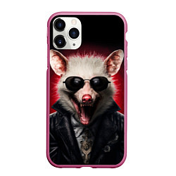 Чехол iPhone 11 Pro матовый Крутой опоссум, цвет: 3D-малиновый