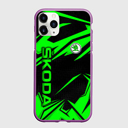 Чехол iPhone 11 Pro матовый Skoda - green uniform, цвет: 3D-фиолетовый
