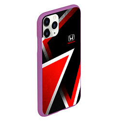 Чехол iPhone 11 Pro матовый Honda - красные треугольники, цвет: 3D-фиолетовый — фото 2