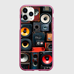 Чехол iPhone 11 Pro матовый Audio speaker, цвет: 3D-малиновый