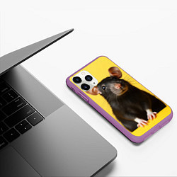 Чехол iPhone 11 Pro матовый Крыса черная, цвет: 3D-фиолетовый — фото 2