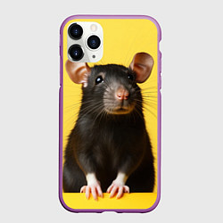 Чехол iPhone 11 Pro матовый Крыса черная, цвет: 3D-фиолетовый