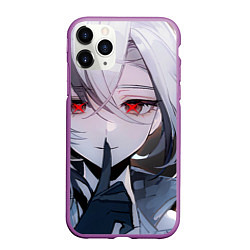 Чехол iPhone 11 Pro матовый Genshin Impact Арлекино smile quiet, цвет: 3D-фиолетовый