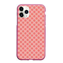Чехол iPhone 11 Pro матовый Светлый красно-розовый паттерн цветочный, цвет: 3D-малиновый