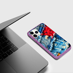 Чехол iPhone 11 Pro матовый Авангардный джинсовый пэчворк - нейросеть, цвет: 3D-фиолетовый — фото 2