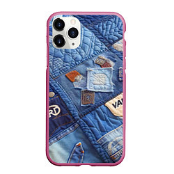 Чехол iPhone 11 Pro матовый Vanguard jeans patchwork - ai art, цвет: 3D-малиновый