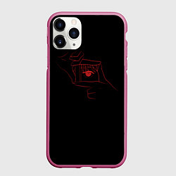 Чехол iPhone 11 Pro матовый Взгляд Макимы человек бензопила, цвет: 3D-малиновый