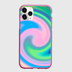 Чехол iPhone 11 Pro матовый Абстрактный разноцветный круговорот, цвет: 3D-малиновый