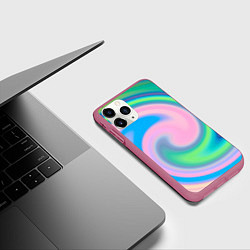 Чехол iPhone 11 Pro матовый Абстрактный разноцветный круговорот, цвет: 3D-малиновый — фото 2