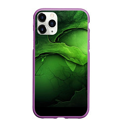 Чехол iPhone 11 Pro матовый Зеленая яркая абстрактная текстура, цвет: 3D-фиолетовый