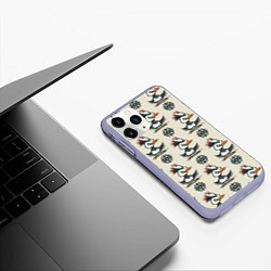Чехол iPhone 11 Pro матовый Гусь взъерошенный и знак, цвет: 3D-светло-сиреневый — фото 2
