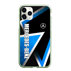 Чехол iPhone 11 Pro матовый Mercedes - blue metal, цвет: 3D-салатовый