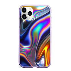 Чехол iPhone 11 Pro матовый Абстрактный разноцветный жидкий металл, цвет: 3D-светло-сиреневый