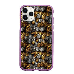 Чехол iPhone 11 Pro матовый Золото и серебро броня, цвет: 3D-фиолетовый