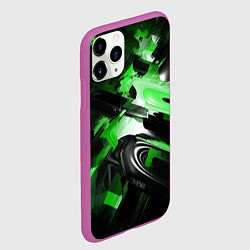 Чехол iPhone 11 Pro матовый Green dark abstract geometry style, цвет: 3D-фиолетовый — фото 2