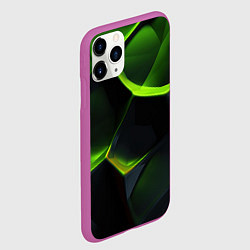 Чехол iPhone 11 Pro матовый Green neon abstract geometry, цвет: 3D-фиолетовый — фото 2