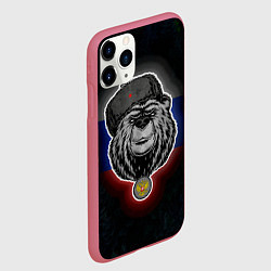 Чехол iPhone 11 Pro матовый Медведь с символикой РФ, цвет: 3D-малиновый — фото 2