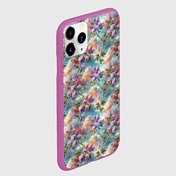 Чехол iPhone 11 Pro матовый Объемная сирень паттерн, цвет: 3D-фиолетовый — фото 2