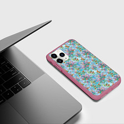 Чехол iPhone 11 Pro матовый Паттерн из сирени, цвет: 3D-малиновый — фото 2