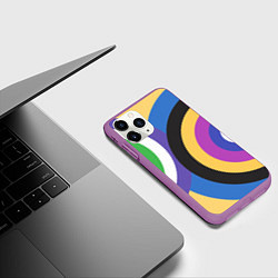 Чехол iPhone 11 Pro матовый Разноцветные круги, абстракция, цвет: 3D-фиолетовый — фото 2