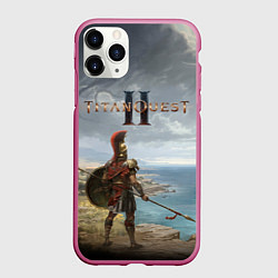Чехол iPhone 11 Pro матовый Герой titan quest 2, цвет: 3D-малиновый