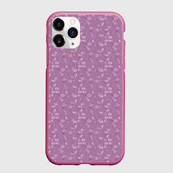 Чехол iPhone 11 Pro матовый Розовый сиреневый цветочный однотонный узор, цвет: 3D-малиновый