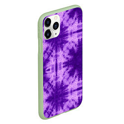 Чехол iPhone 11 Pro матовый Тай дай фиолетовый, цвет: 3D-салатовый — фото 2