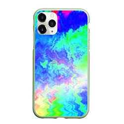 Чехол iPhone 11 Pro матовый Сине-зелёная кислота тай-дай, цвет: 3D-салатовый