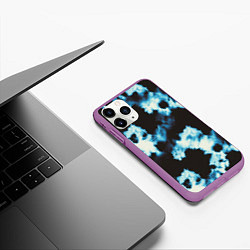 Чехол iPhone 11 Pro матовый Чёрно синий тай дай, цвет: 3D-фиолетовый — фото 2