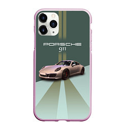 Чехол iPhone 11 Pro матовый Спортивный автомобиль Порше 911, цвет: 3D-розовый