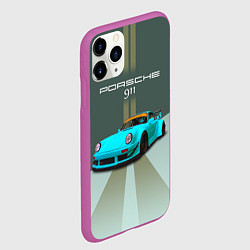 Чехол iPhone 11 Pro матовый Порше 911 спортивный немецкий автомобиль, цвет: 3D-фиолетовый — фото 2