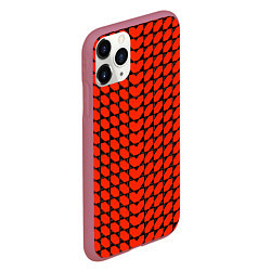 Чехол iPhone 11 Pro матовый Красные лепестки шестиугольники, цвет: 3D-малиновый — фото 2