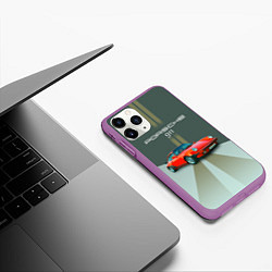 Чехол iPhone 11 Pro матовый Porsche спортивный немецкий автомобиль, цвет: 3D-фиолетовый — фото 2