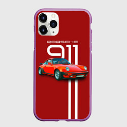 Чехол iPhone 11 Pro матовый Порше спортивный немецкий автомобиль, цвет: 3D-фиолетовый