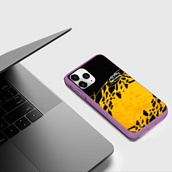 Чехол iPhone 11 Pro матовый KTM - оранжевые разломы, цвет: 3D-фиолетовый — фото 2