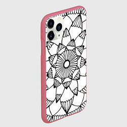 Чехол iPhone 11 Pro матовый Мандала узор ракушка, цвет: 3D-малиновый — фото 2