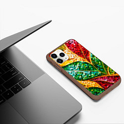 Чехол iPhone 11 Pro матовый Яркая мозаика с разноцветным абстрактным узором и, цвет: 3D-коричневый — фото 2