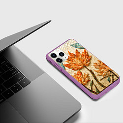 Чехол iPhone 11 Pro матовый Мозаика осенняя листва в теплых тонах, цвет: 3D-фиолетовый — фото 2