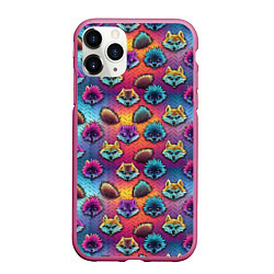 Чехол iPhone 11 Pro матовый Furry color anime faces, цвет: 3D-малиновый